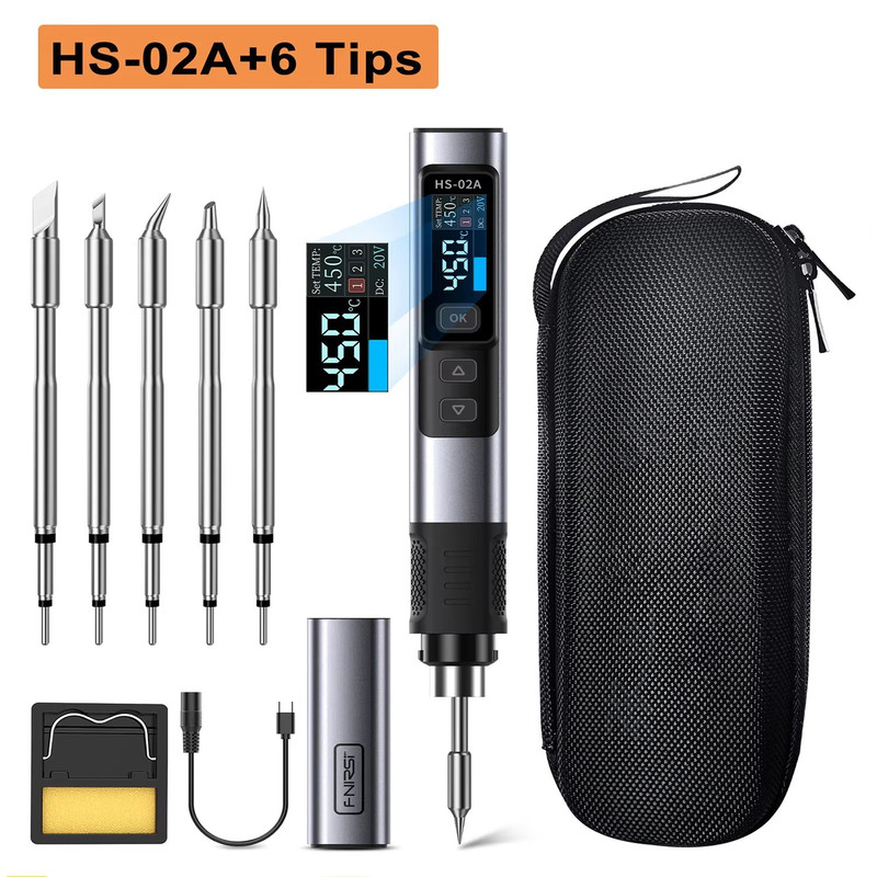 FNIRSI HS02 Smart Electric Soldering Iron  Portable 100W Adjustable Temperature Welding  Rework Sta 8