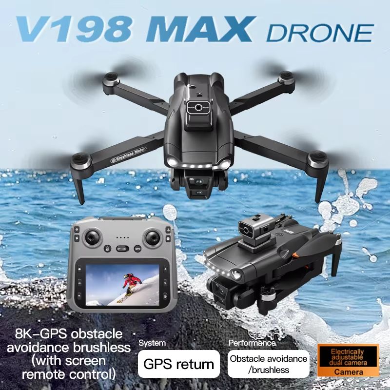 Xiaomi V198 GPS MAX Drone  8K HD Camera 5G WiFi Brushless Motors  Laser Obstacle Avoidance Folding  0