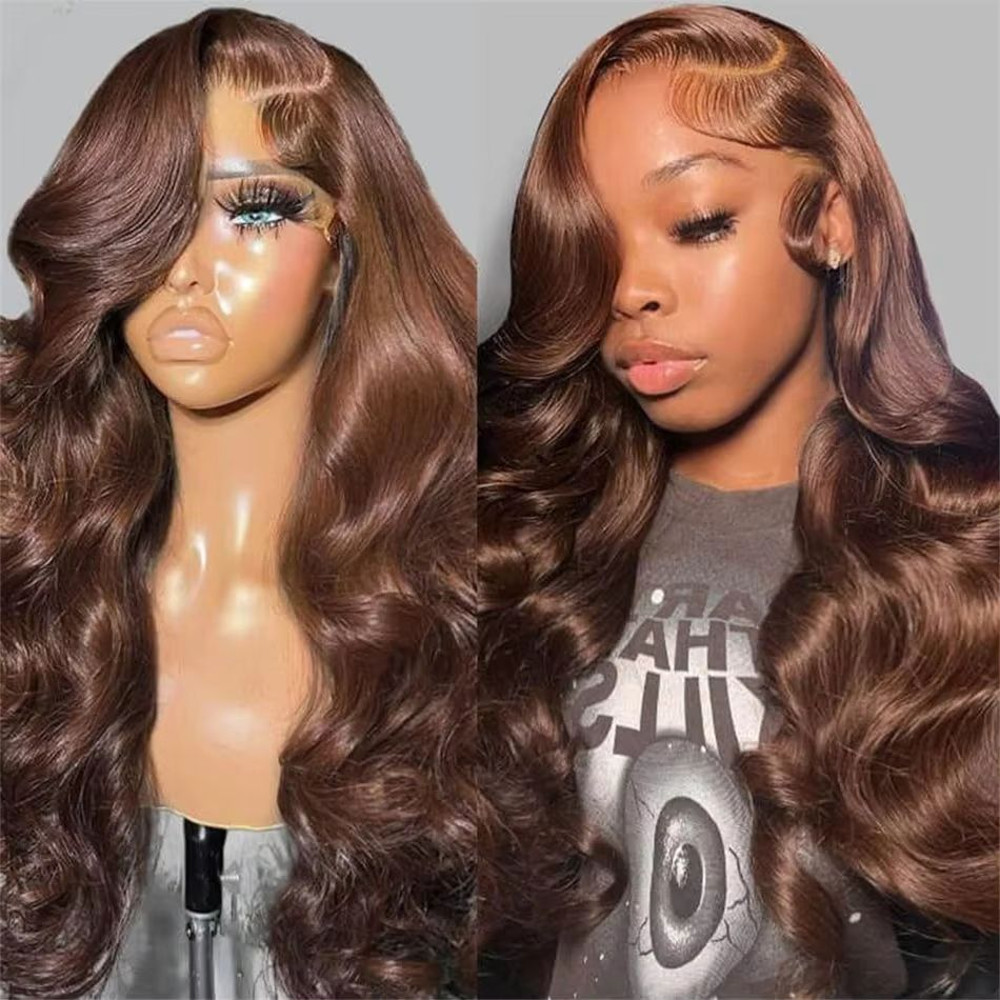 Chocolate Brown Body Wave Lace Front Wig  Transparent HD 13x6 Frontal 4x4  5x5 PrePlucked Human Hai 0