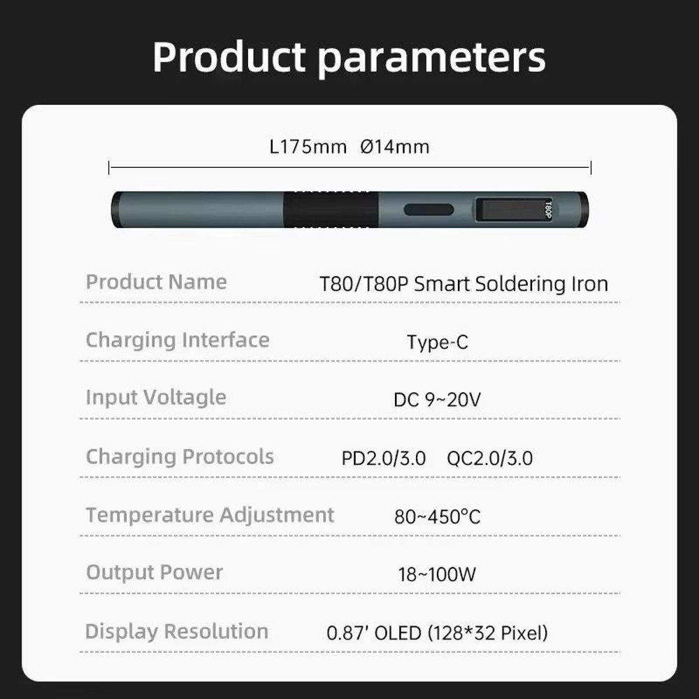 ALIENTEK T80 Smart Soldering Iron  65W PD QC Adjustable Temperature Portable Electric Welding Tool 4