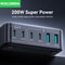 Rocoren 200W GaN Fast Charger 6Port USBC Desktop Charging Station For Laptops Phones Tablets 1