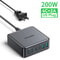 Rocoren 200W GaN Fast Charger 6Port USBC Desktop Charging Station For Laptops Phones Tablets 6