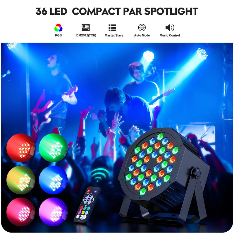 Somspot RGB Par Stage Lights  36 LED DMX  Remote Control Lighting For Parties Weddings  Live Events 1