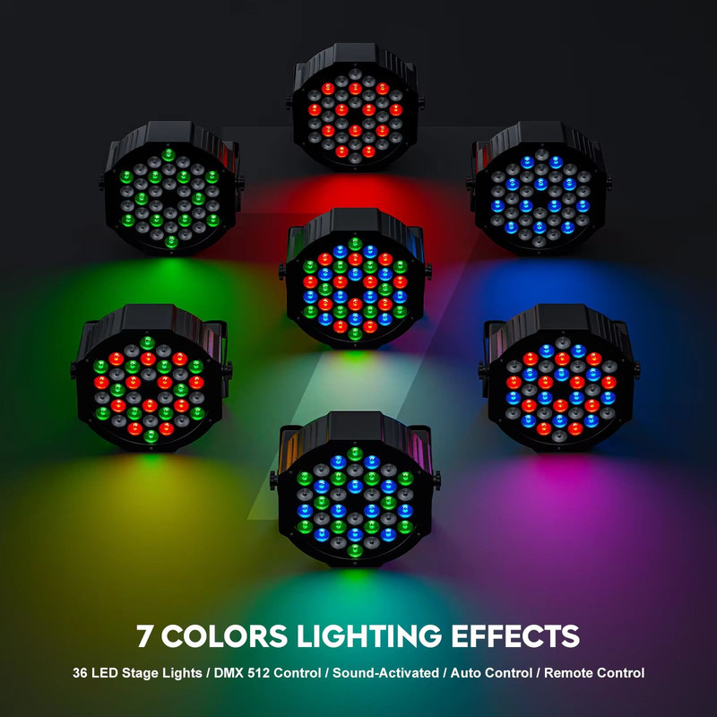 Somspot RGB Par Stage Lights  36 LED DMX  Remote Control Lighting For Parties Weddings  Live Events 3