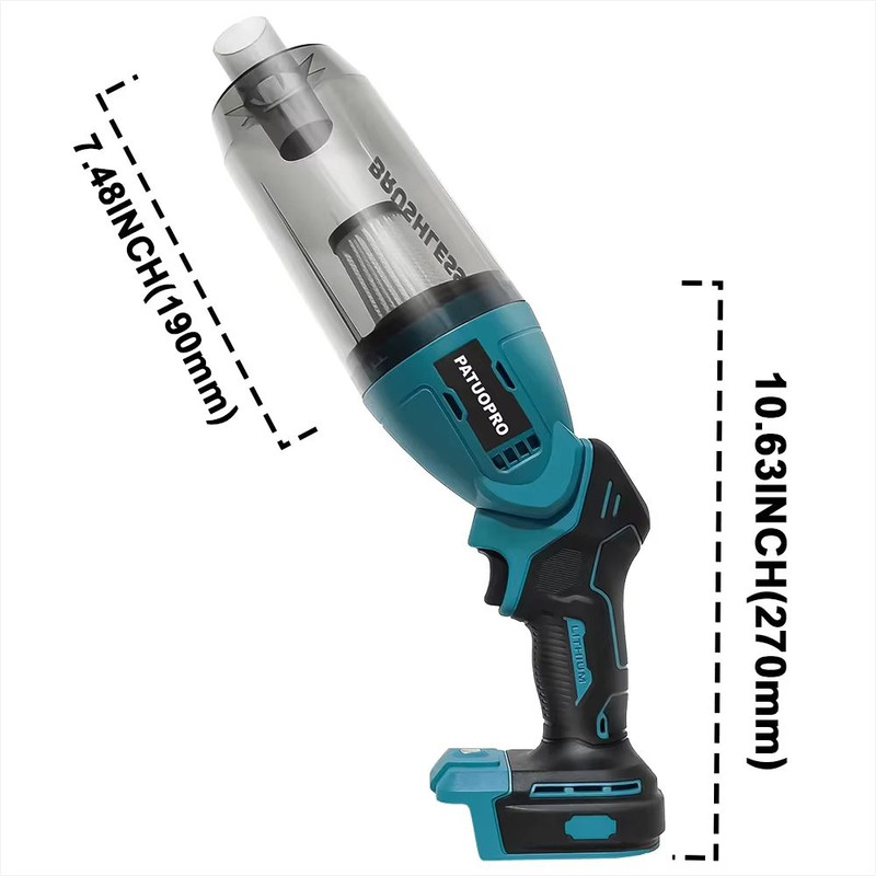 250W Brushless Cordless Vacuum Cleaner  18V Rechargeable Dust Collector Compatible With Makita Batt 2