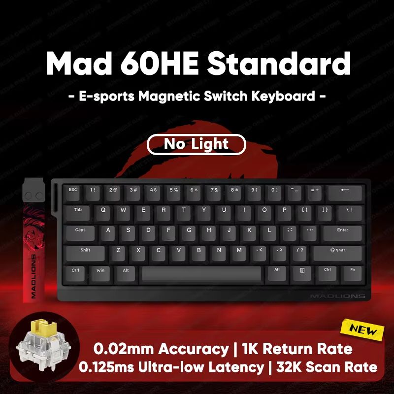 MADLIONS MAD60HE Mechanical Gaming Keyboard Magnetic Switch Wired Hot Swap 8K Polling Rate 19