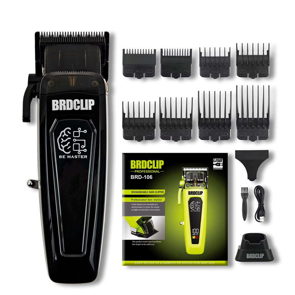 BRDCLIP BRD106 Professional Mens Hair Clipper 7500RPM Cordless Trimmer With Charging Base And DLC B 7