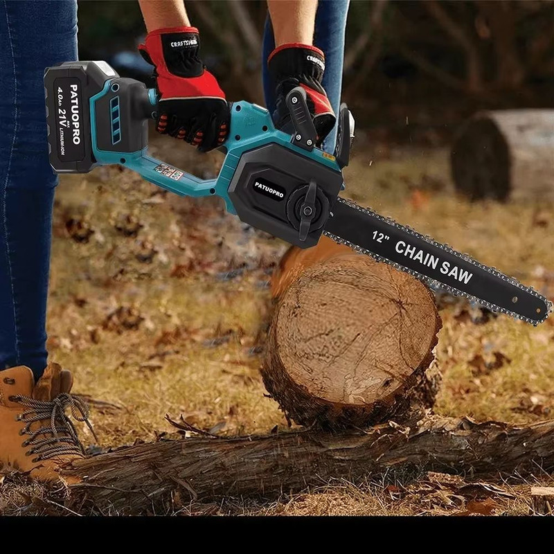12 Inch Brushless Electric Chainsaw Cordless With LED Display Wood Cutting Power Tool Compatible W 5