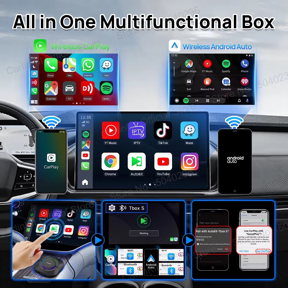2025 CarPlay AI Box With Android 13 8Core CPU 5G WiFi GPS Wireless Android Auto Netflix Smart TV 3