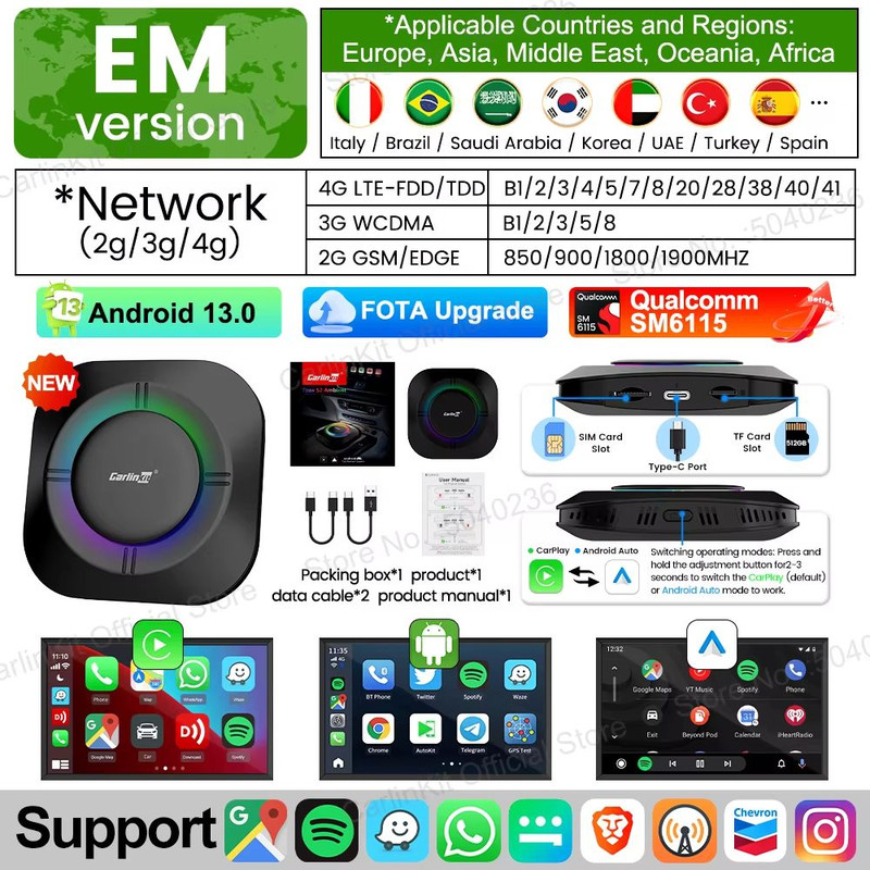 2025 CarPlay AI Box With Android 13 8Core CPU 5G WiFi GPS Wireless Android Auto Netflix Smart TV 6