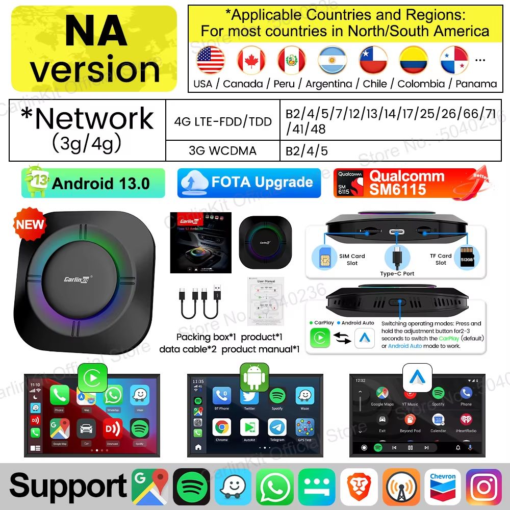 2025 CarPlay AI Box With Android 13 8Core CPU 5G WiFi GPS Wireless Android Auto Netflix Smart TV 7