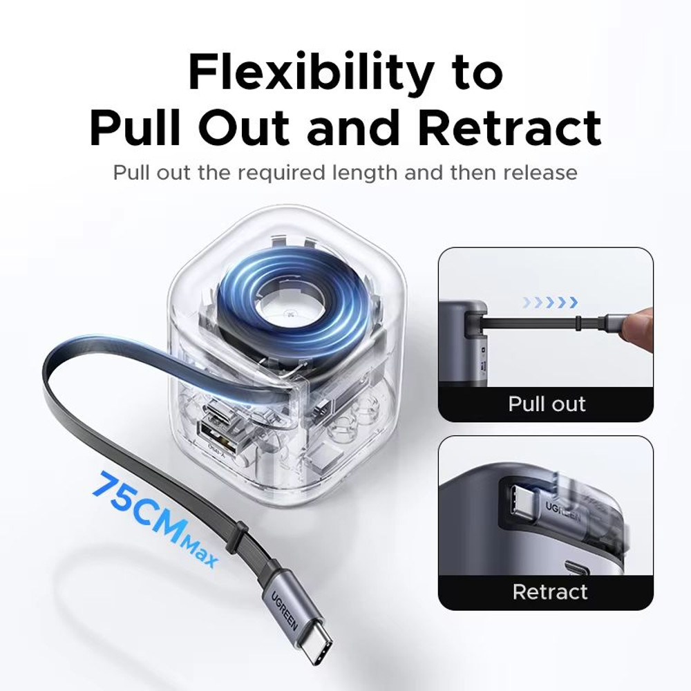 UGREEN 45W GaN Fast Charger With Retractable Cable  Compact PPS QC PD 30 Power Adapter For IPhone S 2