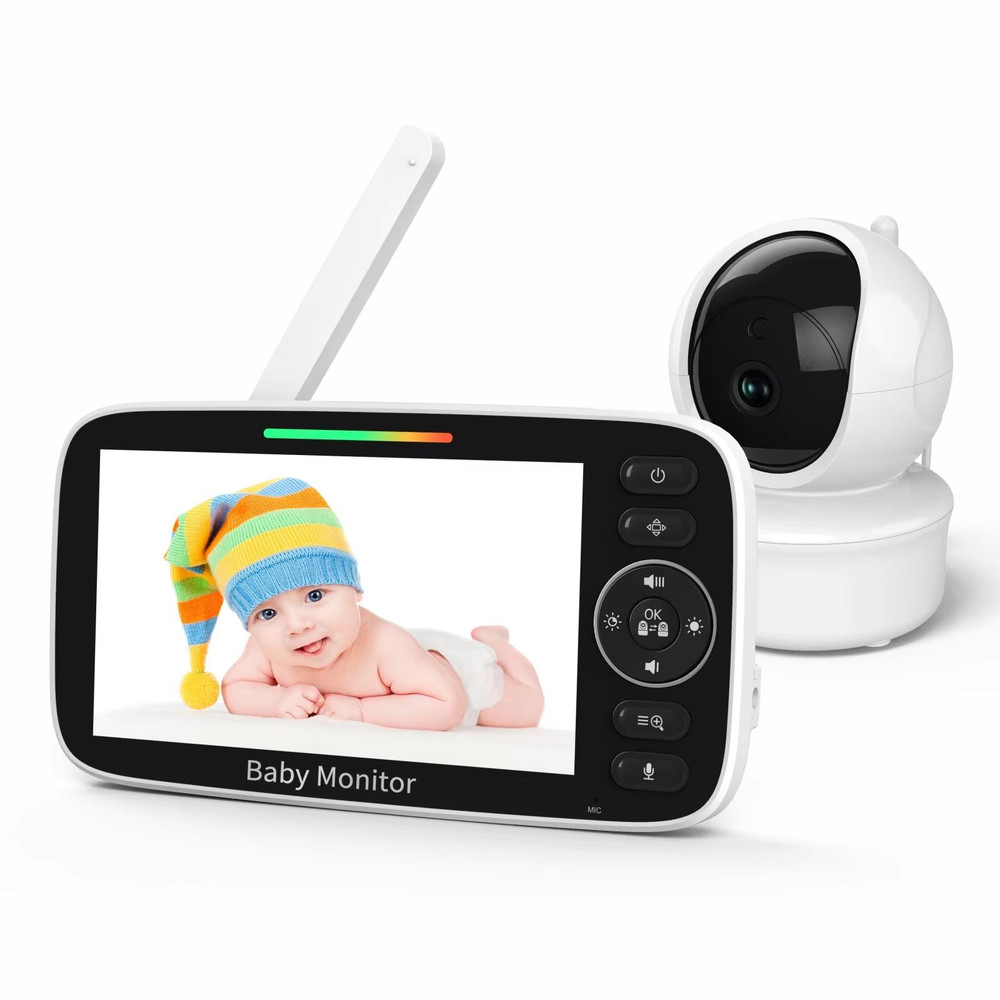 5 Inch Video Baby Monitor With Camera 4X Zoom Temperature Sensor TwoWay Audio Lullabies 4