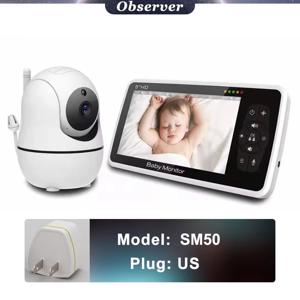 5 Inch Video Baby Monitor With Camera 4X Zoom Temperature Sensor TwoWay Audio Lullabies 7