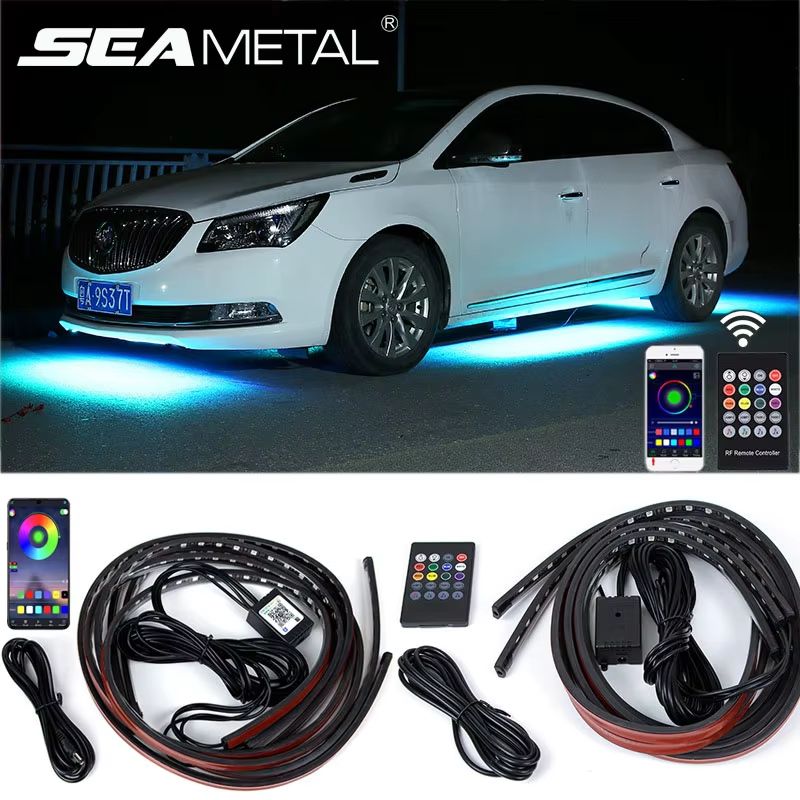 Car Underglow LED Light Kit  8 Color Neon Accent Strips With Sound Active  APP Remote Control 0