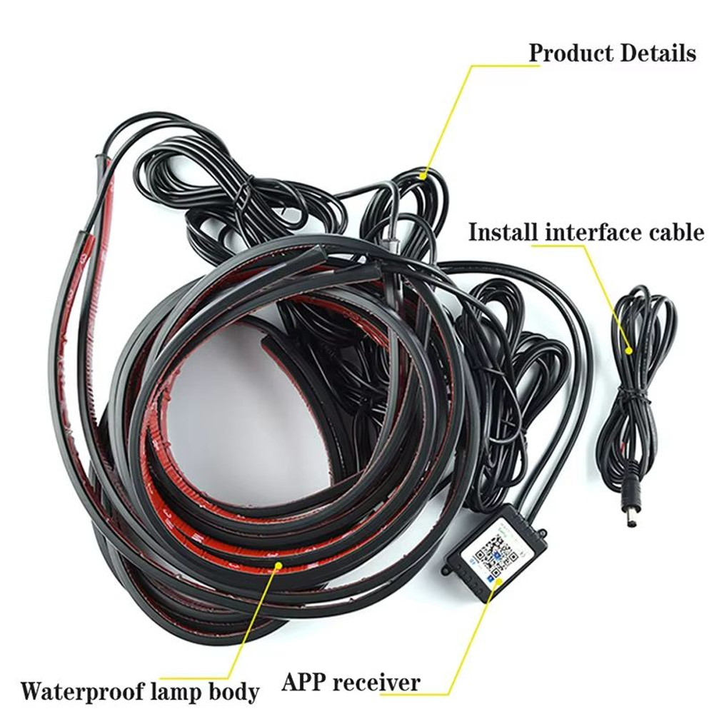Car Underglow LED Light Kit  8 Color Neon Accent Strips With Sound Active  APP Remote Control 3