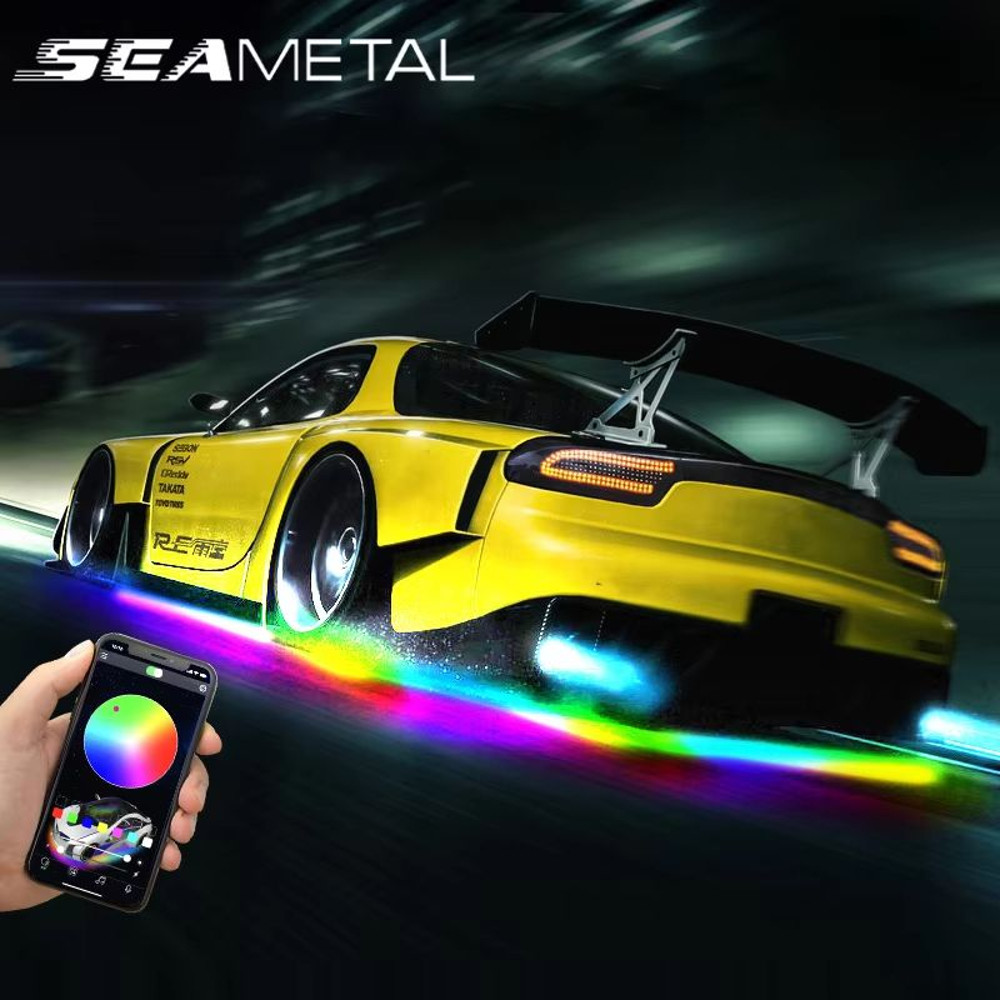 SEAMETAL Car Underglow LED Light Kit  Waterproof APPControlled Chassis  Atmosphere Lighting Strip 0