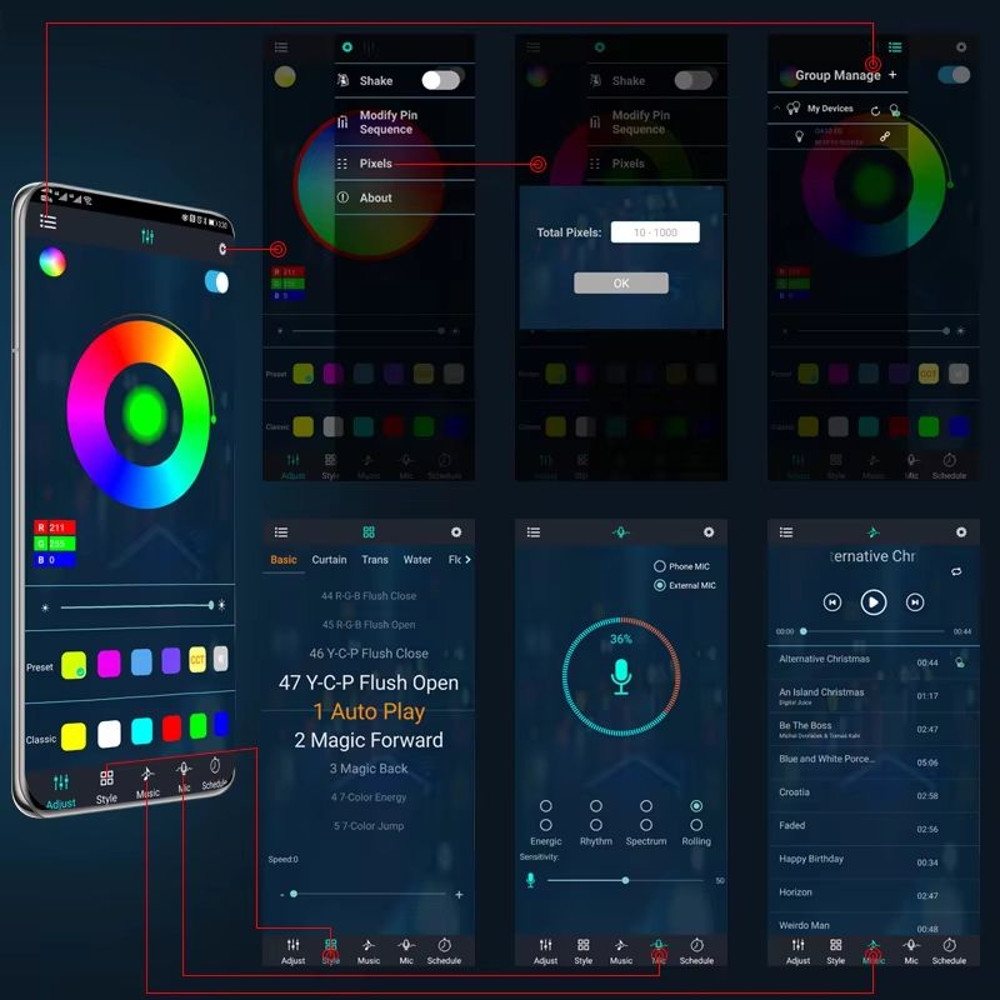 SEAMETAL Car Underglow LED Light Kit  Waterproof APPControlled Chassis  Atmosphere Lighting Strip 2