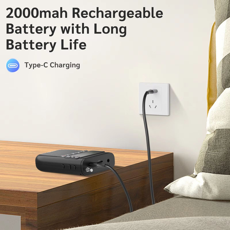 J618 Portable AM FM Bluetooth Radio With Speaker Rechargeable MP3 Player USBC Charging 4