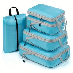 travel compression packing cubes – luggage organizer set for clothes, shoes & accessories