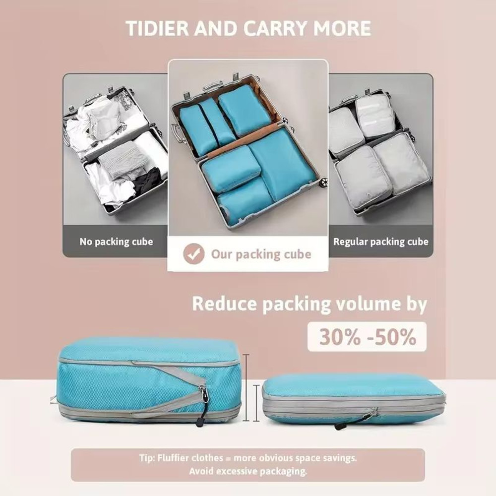 Travel Compression Packing Cubes  Luggage Organizer Set For Clothes Shoes  Accessories 3