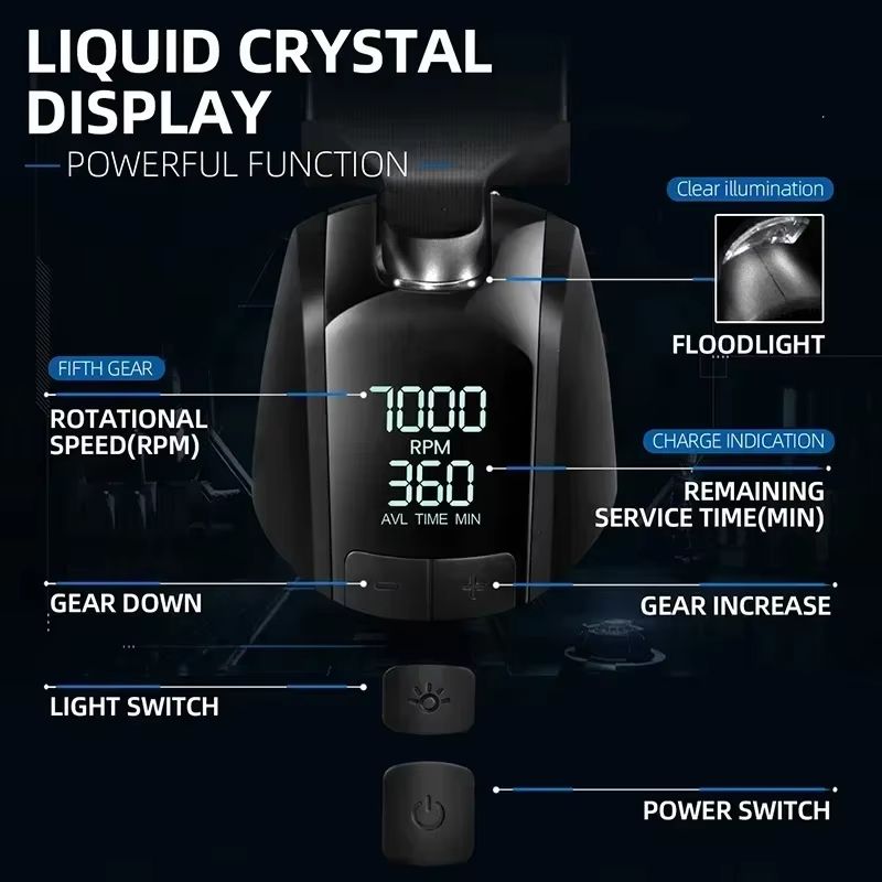 Kemei 1858 Professional Hair Clipper  DLC Blade Cordless Beard Trimmer With LED Light  USB Recharge 2