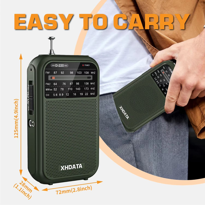 XHDATA D220 Portable Retro Radio Vintage FMMWSW 4Band Pocket Radio With DSP High Sensitivity Recei 3