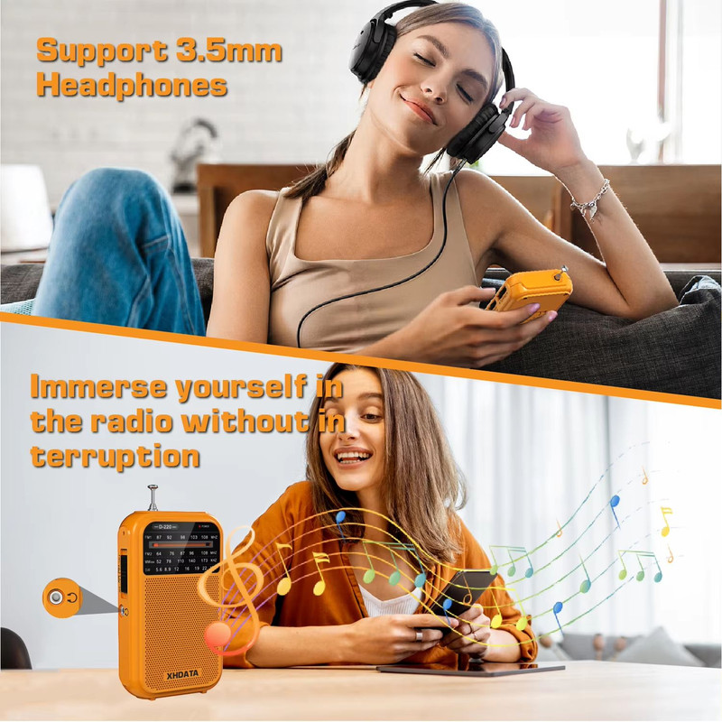 XHDATA D220 Portable Retro Radio Vintage FMMWSW 4Band Pocket Radio With DSP High Sensitivity Recei 4
