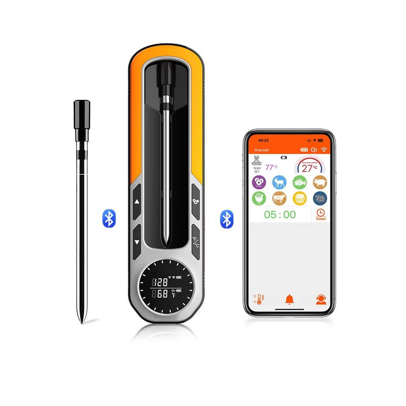 Wireless Bluetooth Meat Thermometer With APP Control Digital Probe With RealTime LCD Monitoring Fo 4