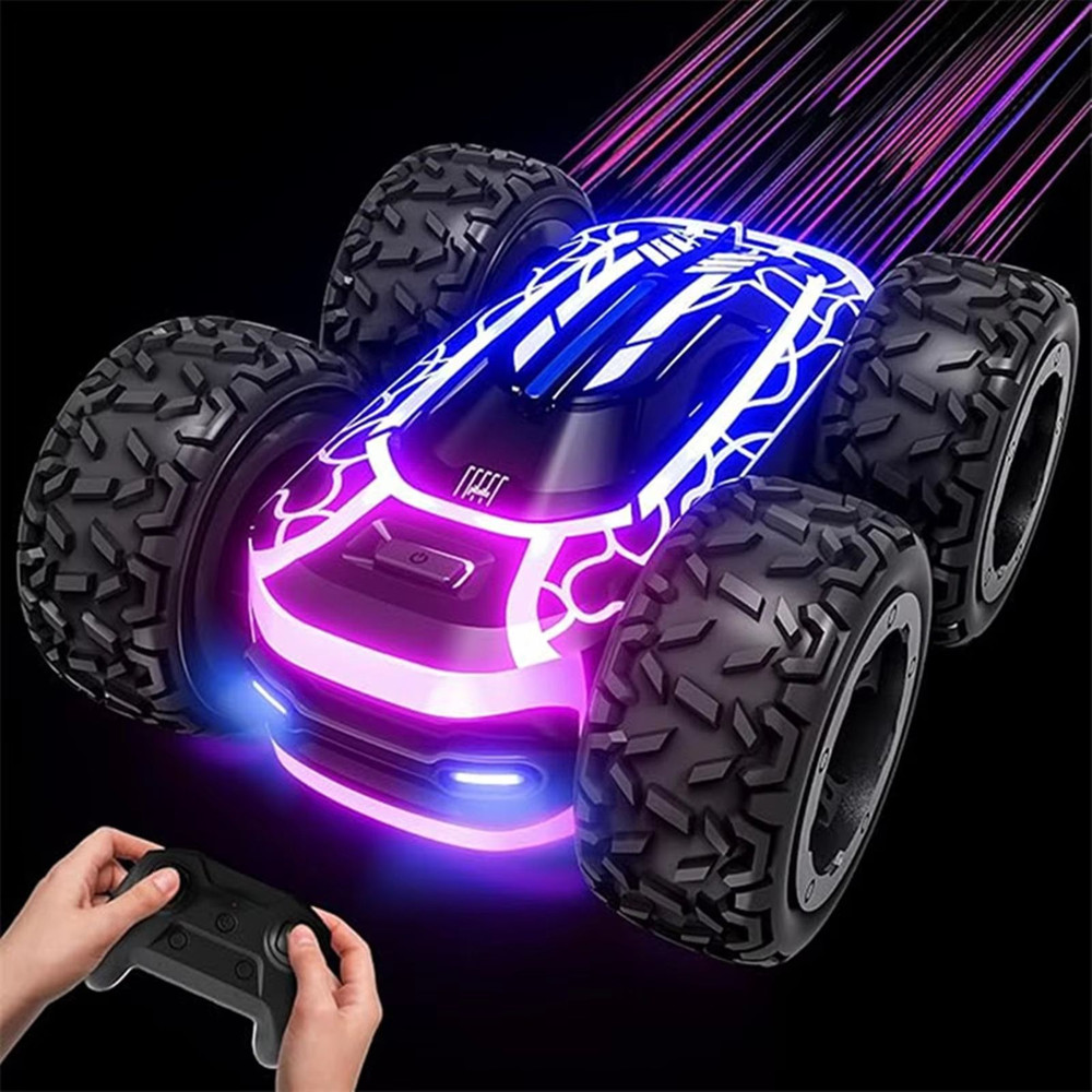 Sinovan Remote Control Stunt Car 360 Rotating DoubleSided RC Car With Lights For Kids 0