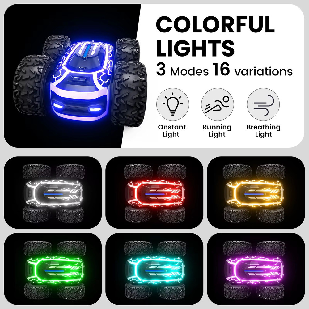 Sinovan Remote Control Stunt Car 360 Rotating DoubleSided RC Car With Lights For Kids 1