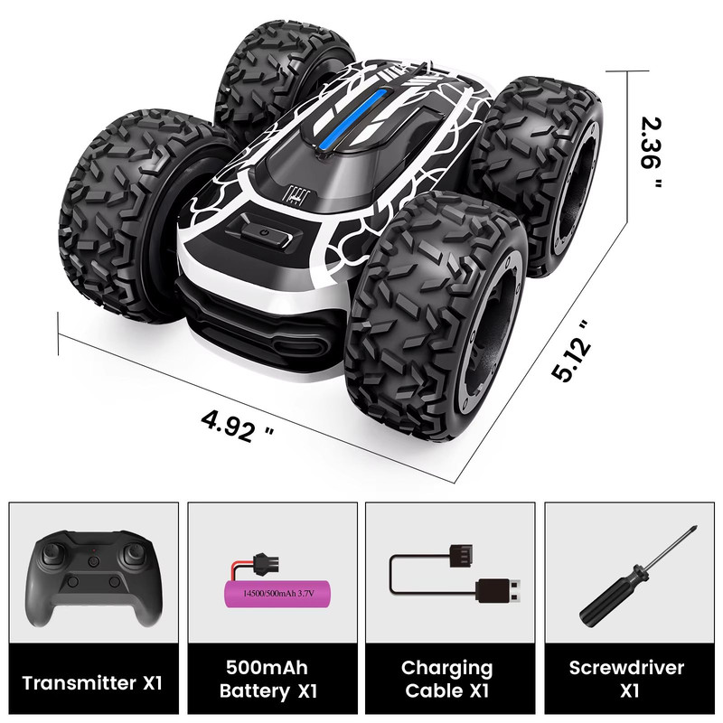 Sinovan Remote Control Stunt Car 360 Rotating DoubleSided RC Car With Lights For Kids 6