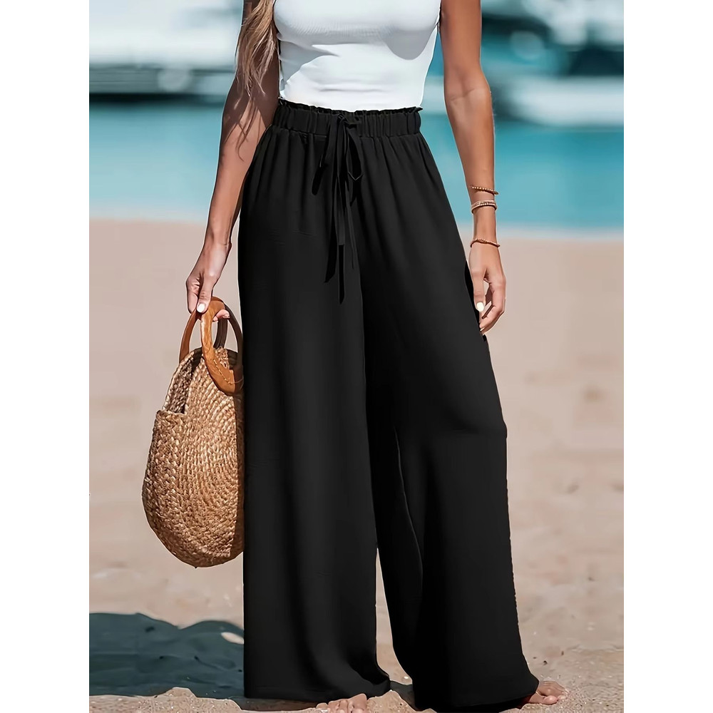 Four Seasons Wide Leg Drawstring Pants  Casual Chic Comfort For Women 7
