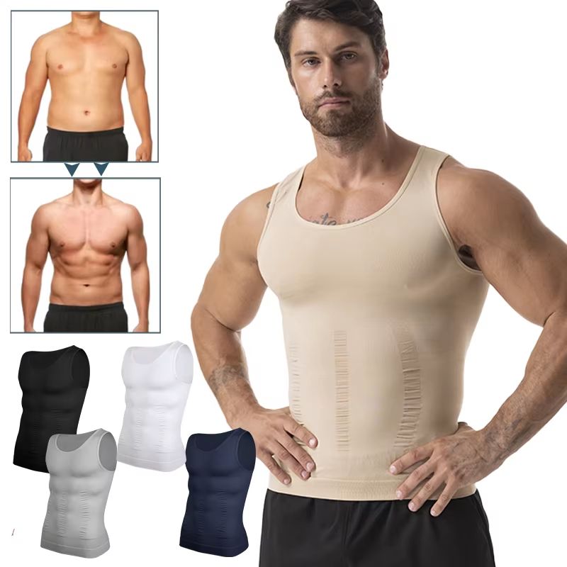 Mens Slimming Compression Vest Body Shaper Tank Top For Tummy Control Workout Support 0
