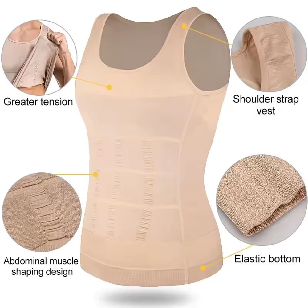 Mens Slimming Compression Vest Body Shaper Tank Top For Tummy Control Workout Support 4