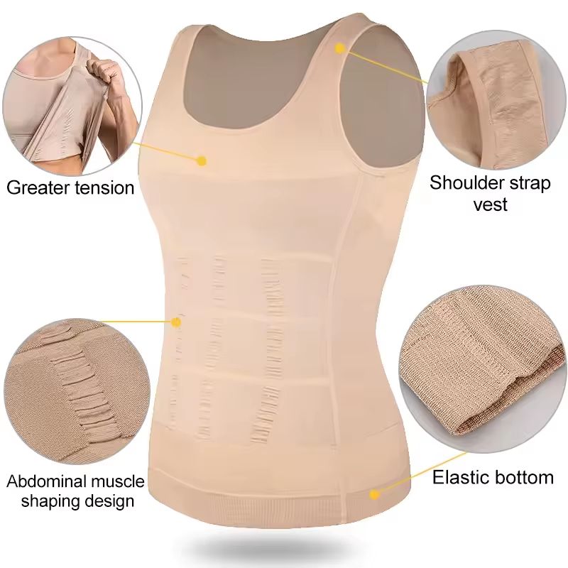 Mens Slimming Compression Vest Body Shaper Tank Top For Tummy Control Workout Support 4