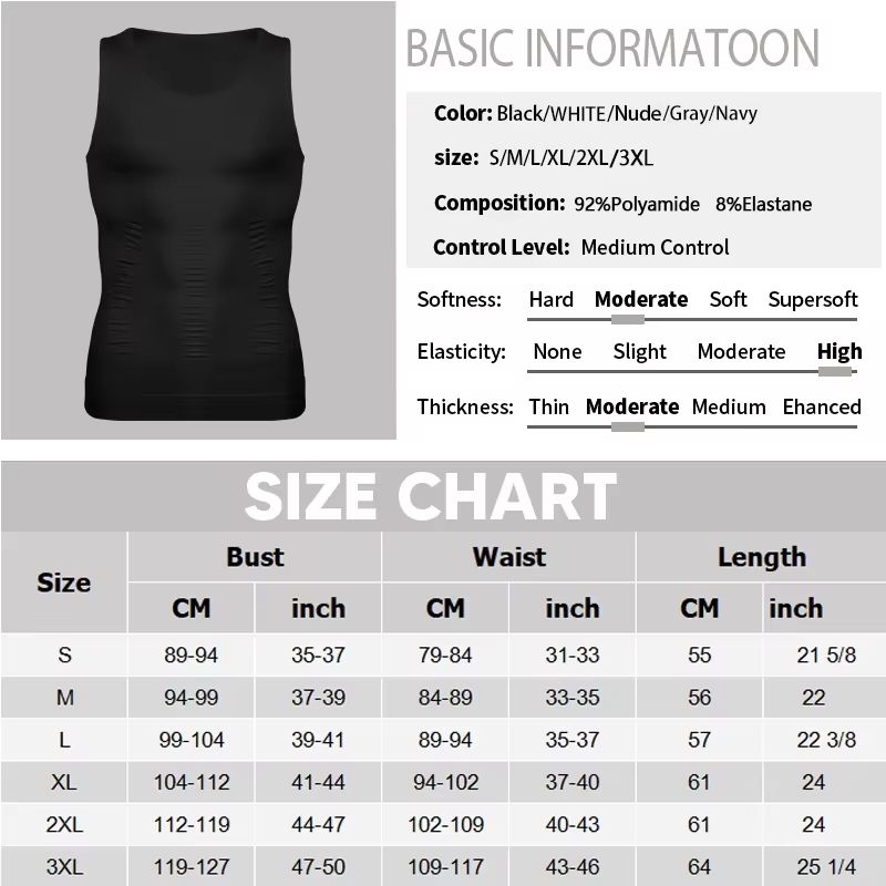 Mens Slimming Compression Vest Body Shaper Tank Top For Tummy Control Workout Support 5