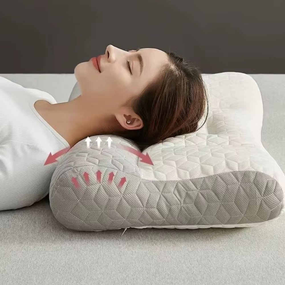 Natural Rubber Orthopedic Cervical Pillow Soft Elastic Neck Support For Better Sleep 2