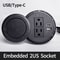 Recessed Desktop Power Socket Round Multifunctional Plug With 2 Outlets USB TypeC Ports 6