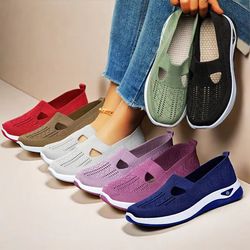 women's breathable walking shoes – lightweight non-slip flat shoes with soft sole for summer comfort