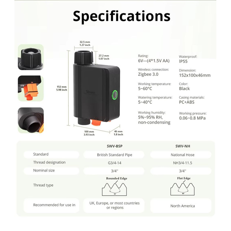 SONOFF SWV ZigBee 30 Smart Water Valve Automatic Irrigation System With App Control Voice Assista 1