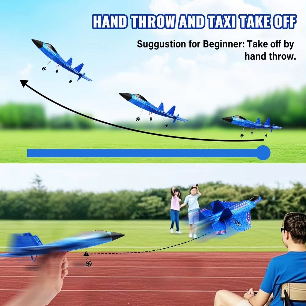 F22 Raptor RC Plane With LED Lights 24G Remote Control Foam Aircraft For Beginners Kids 5