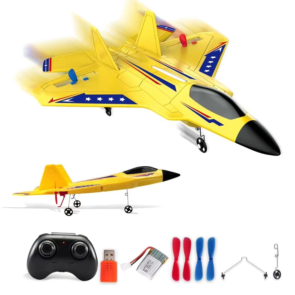 F22 Raptor RC Plane With LED Lights 24G Remote Control Foam Aircraft For Beginners Kids 6