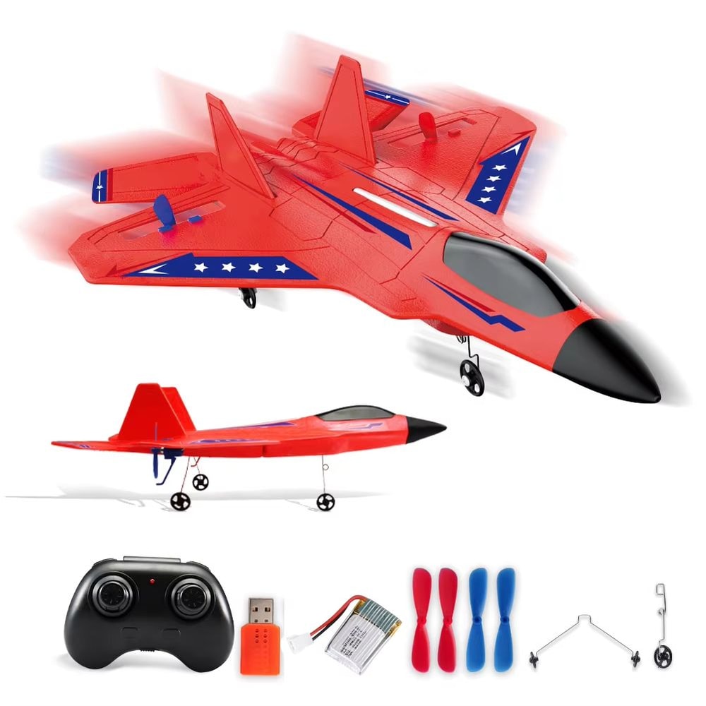 F22 Raptor RC Plane With LED Lights 24G Remote Control Foam Aircraft For Beginners Kids 7
