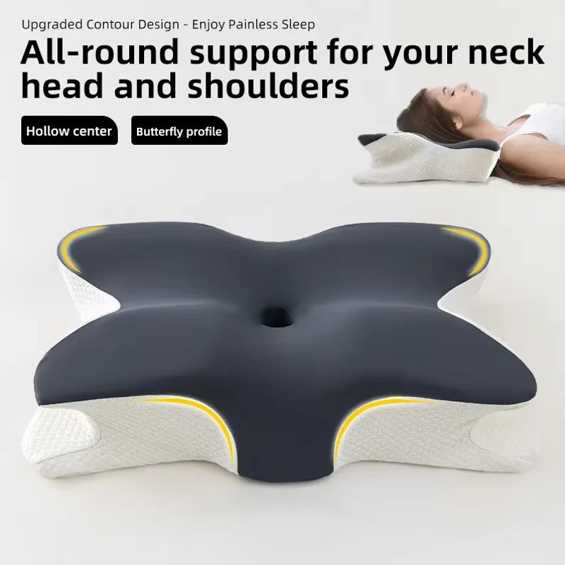 Butterfly Orthopedic Memory Foam Pillow  Cervical Neck Support For Pain Relief  Better Sleep 0