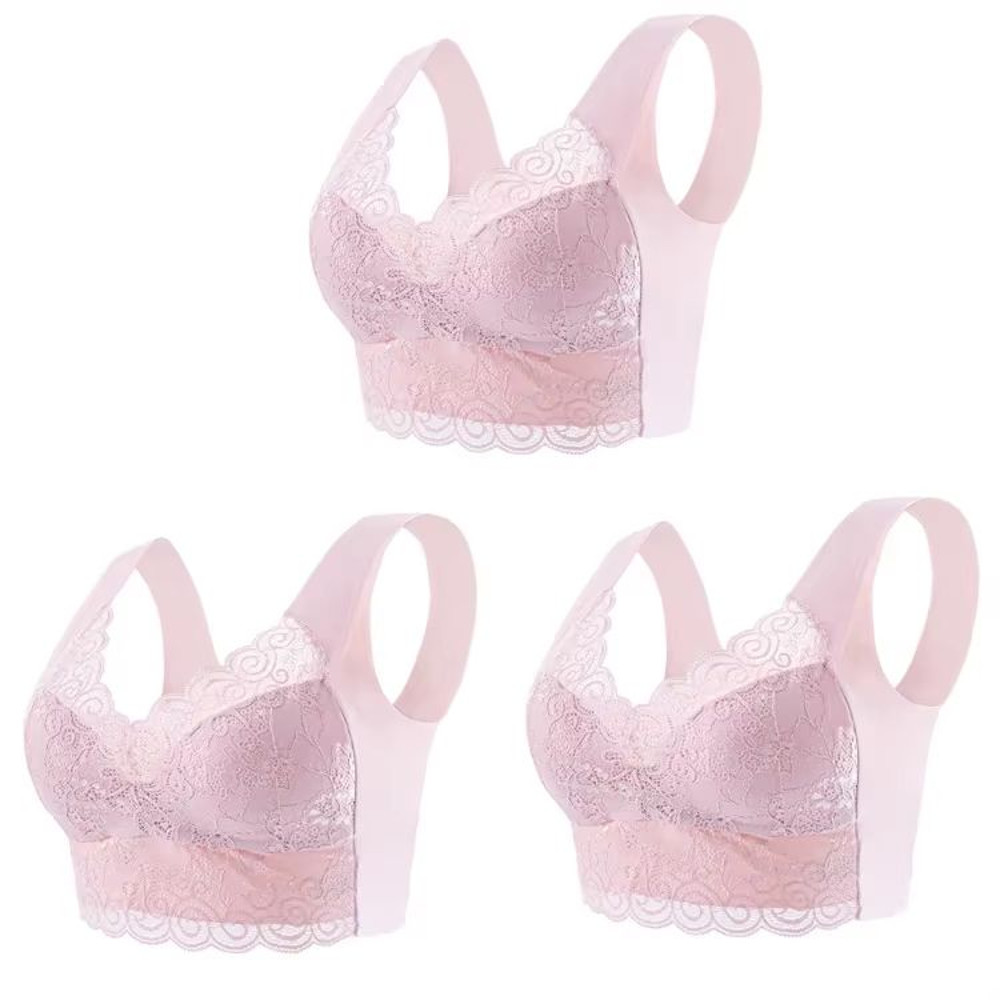 3Pack Seamless Lace Bralette Tops  Comfortable Ice Silk Wireless Bra For Everyday Support 9