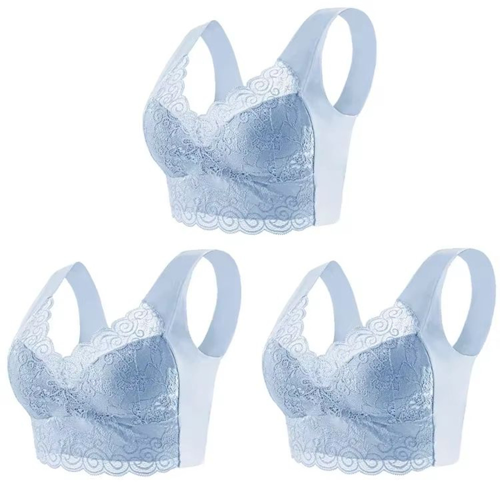 3Pack Seamless Lace Bralette Tops  Comfortable Ice Silk Wireless Bra For Everyday Support 10