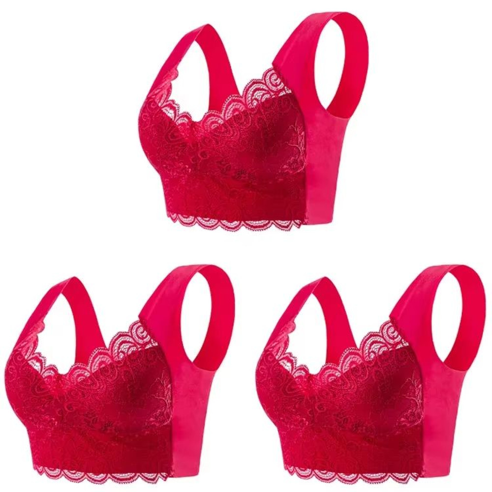 3Pack Seamless Lace Bralette Tops  Comfortable Ice Silk Wireless Bra For Everyday Support 11