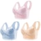 3Pack Seamless Lace Bralette Tops Comfortable Ice Silk Wireless Bra For Everyday Support 12