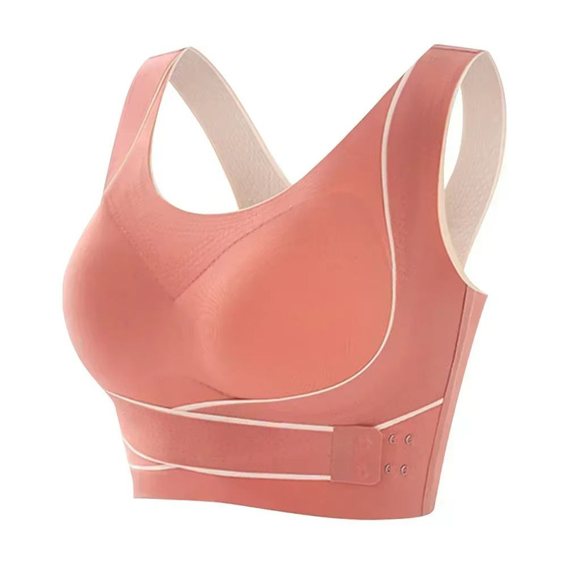 Womens Sports Bra With Front Adjustable Buckle Wireless Padded Workout Top 9